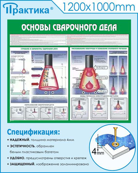 C35 Стенд основы сварочного дела (1200х1000 мм, пластик ПВХ 3 мм, Прямая печать на пластик) - Стенды - Тематические стенды - магазин "Охрана труда и Техника безопасности"